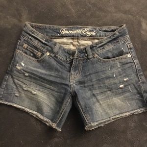 American Eagle cut off distressed jean shorts.
